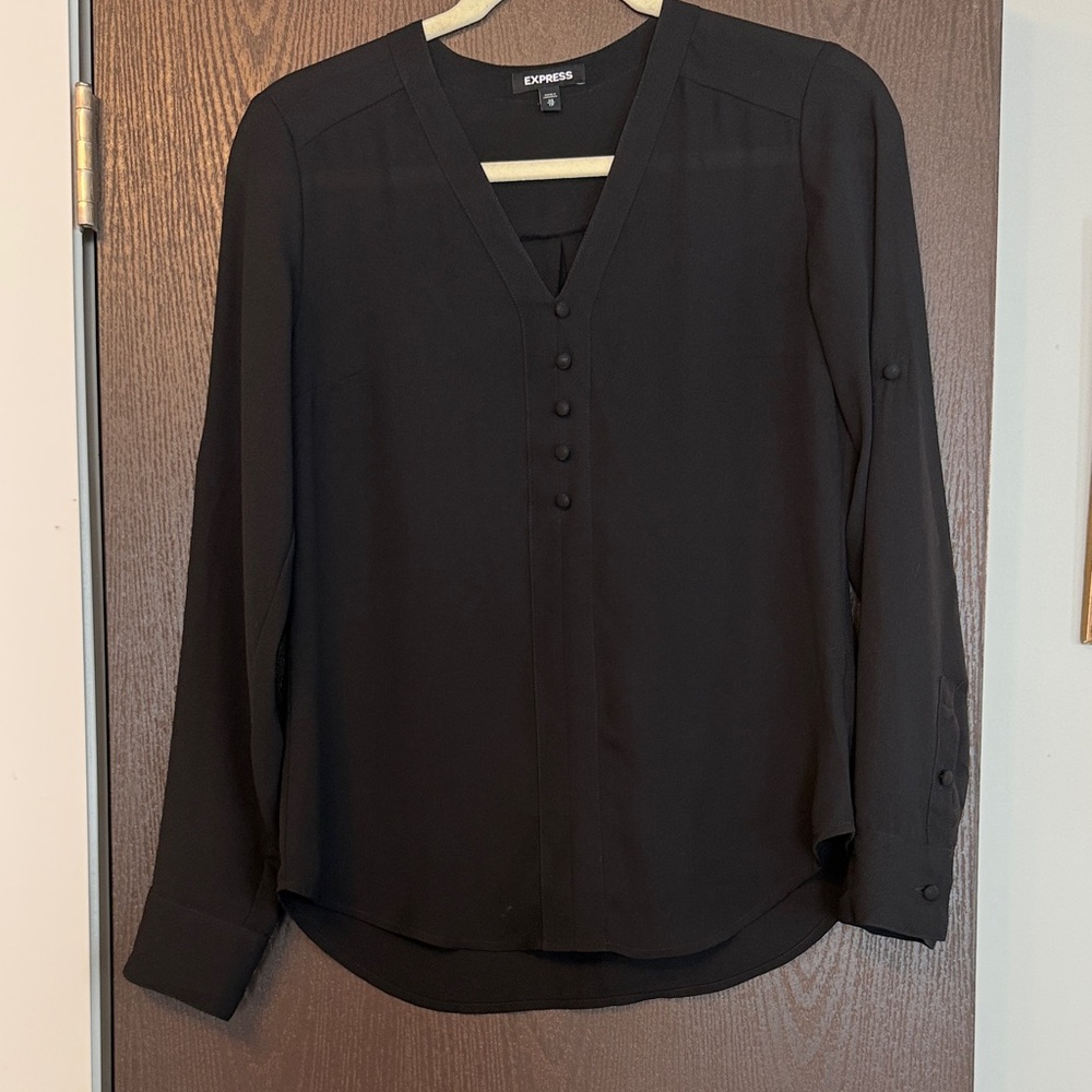 Express Women's Elegant Black V-Neck Blouse